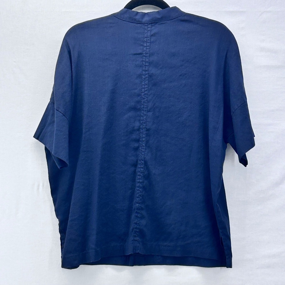 Vince Linen Popover Top Navy‎ Blue Medium - Picture 2 of 15
